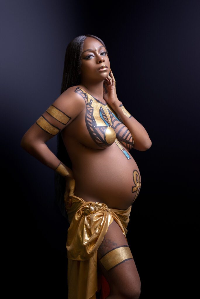 Egyptian Body Paint Themed Maternity Session 