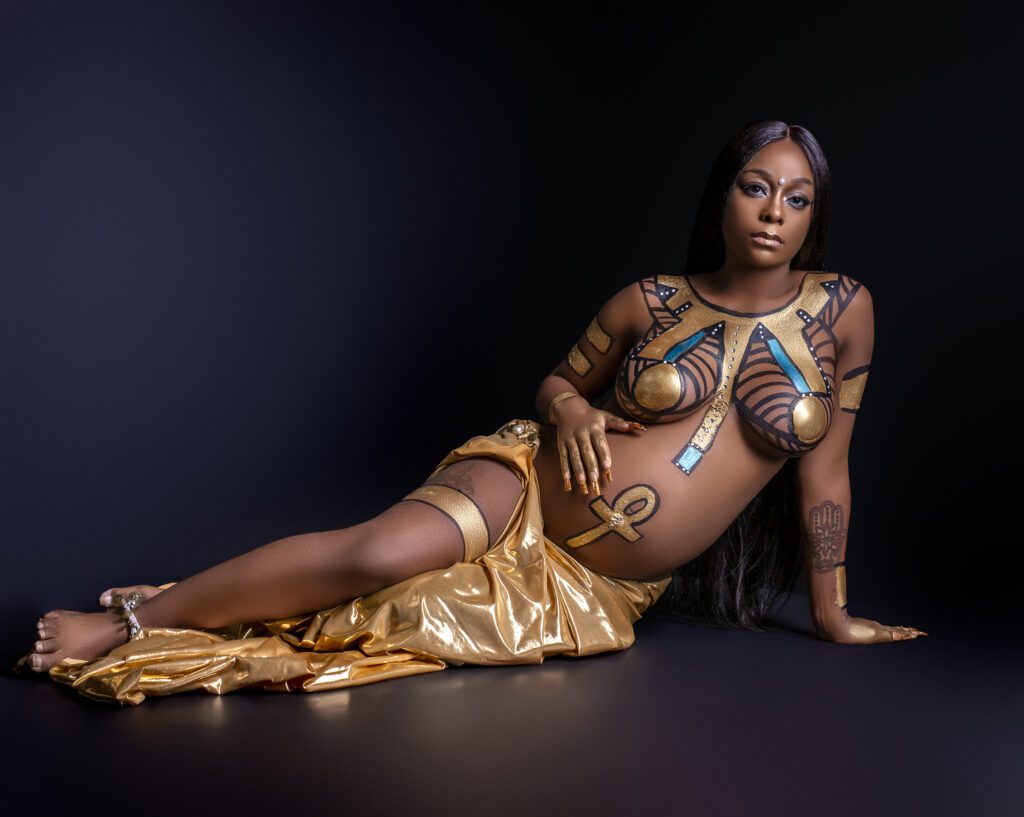 Egyptian Inspired Maternity Session with Body Paint 